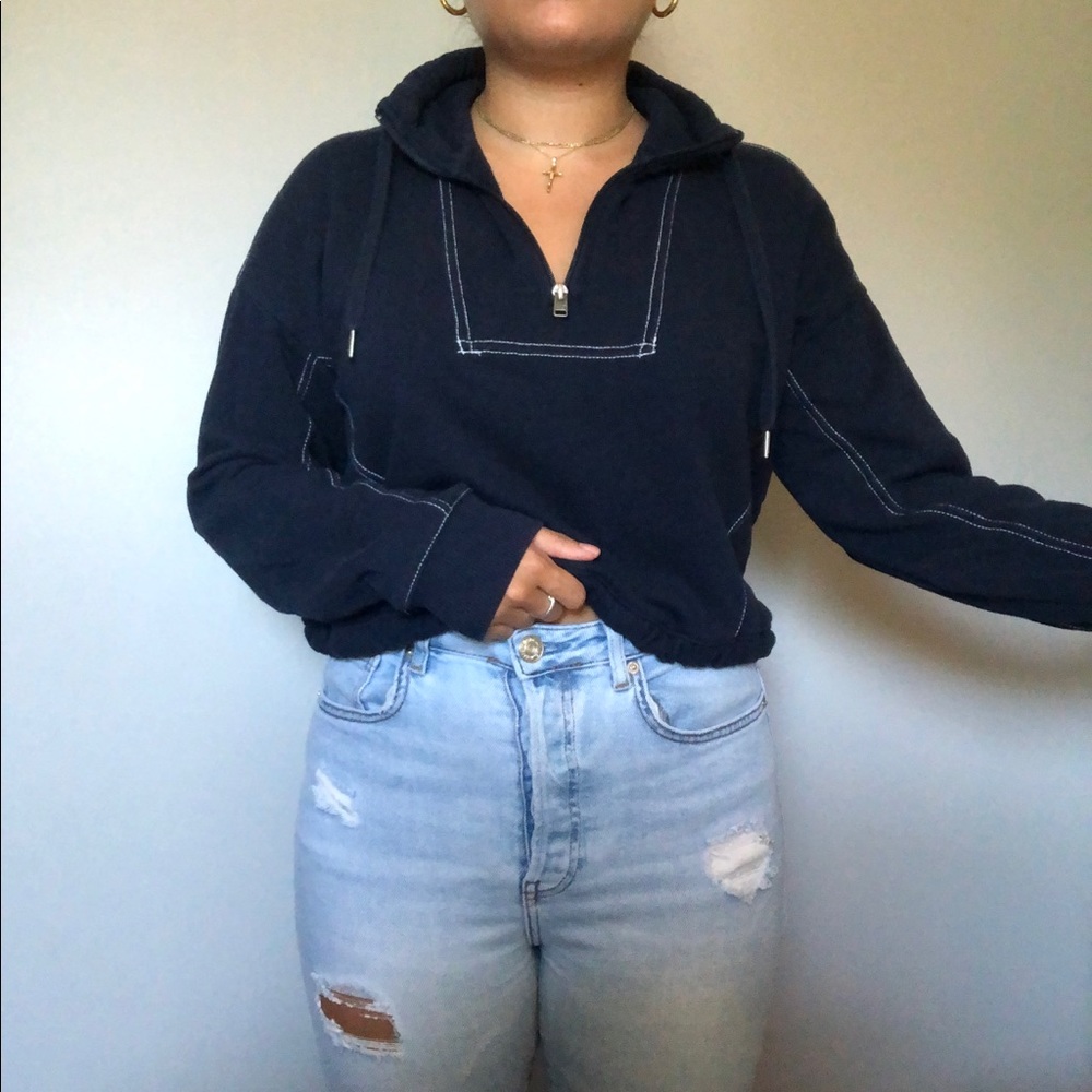 Hollister Blue Quarter Zip Sweater